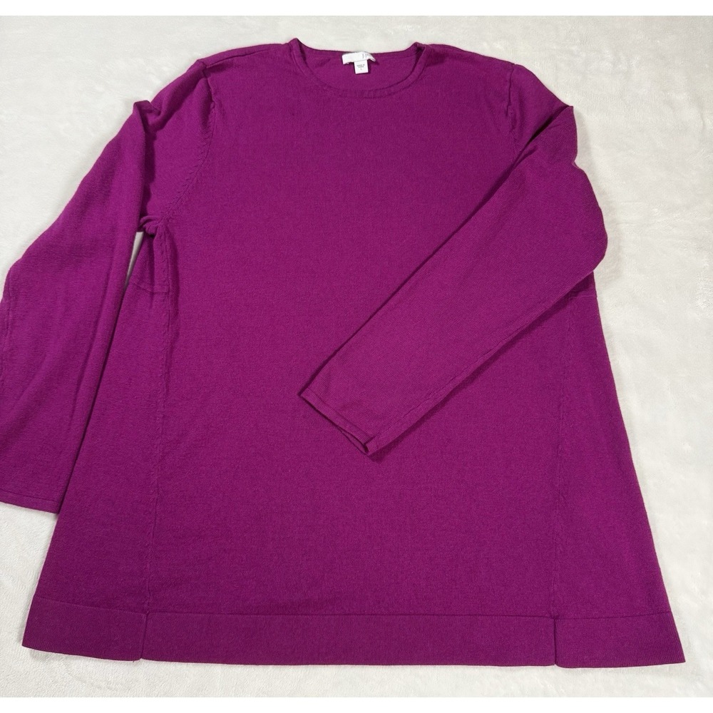 J Jill Sweater Womens Large Pink Crewneck Cotton Viscose Knit Long Sleeve